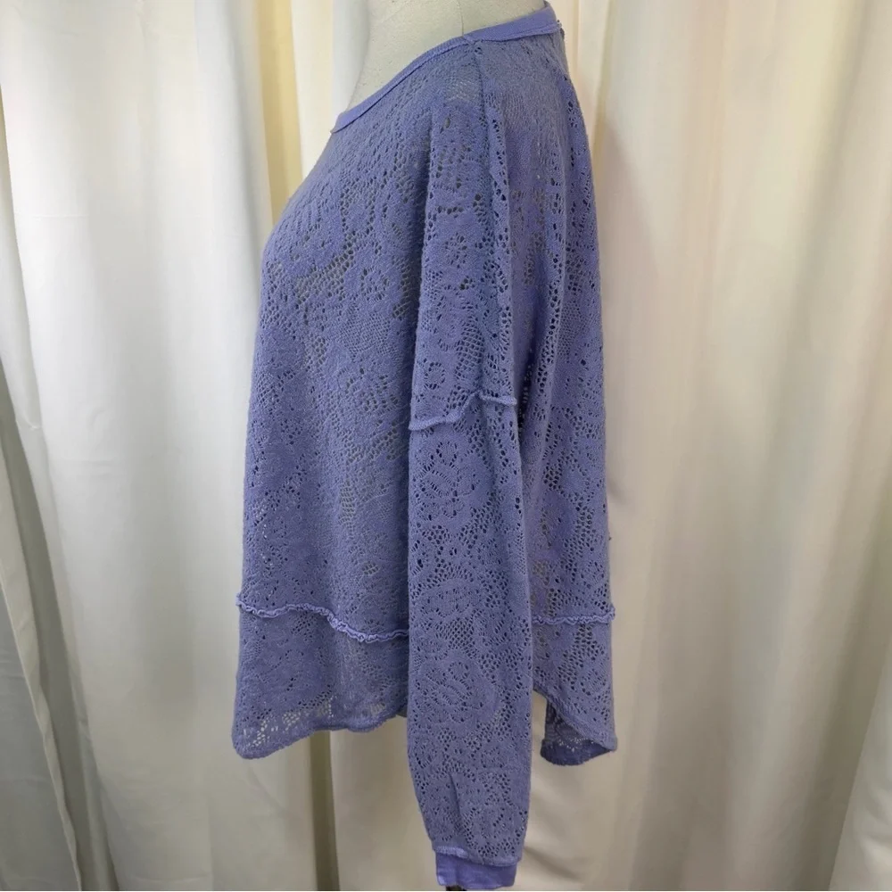 Free People ‘Not Cold In This Top’ Lace Long-Sleeve Top in Lavender Purple Small
